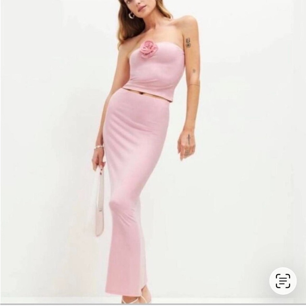 Reformation Adalynn Pink Pull On Midi Maxi Skirt XS